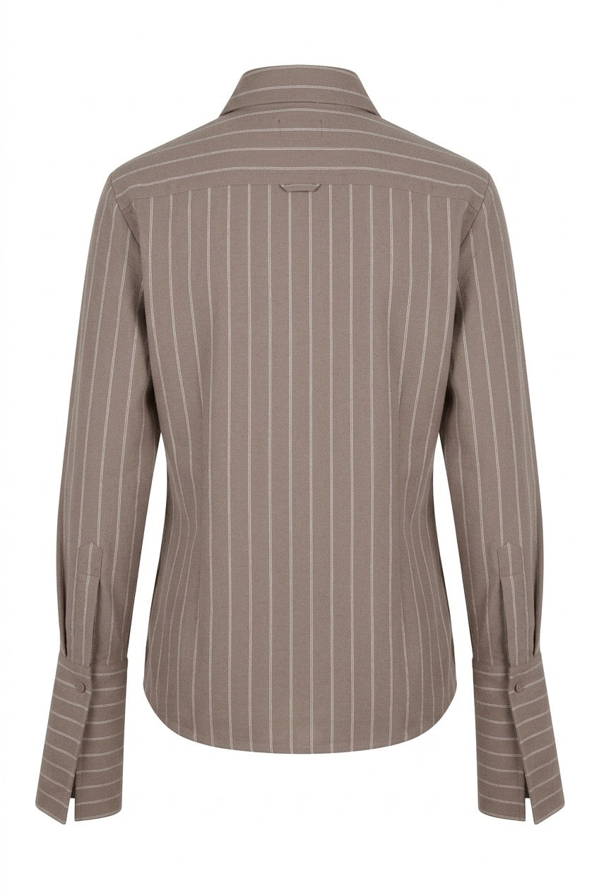 Ema Nou Bisou bluse Brun/taupe med tynne lyse striper