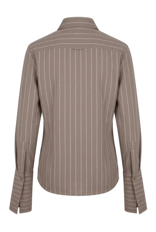 Ema Nou Bisou bluse Brun/taupe med tynne lyse striper