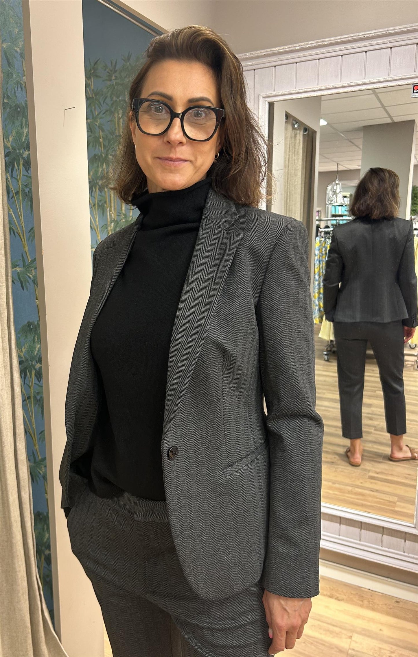 Dondup Blazer fiskebensmønster Grå