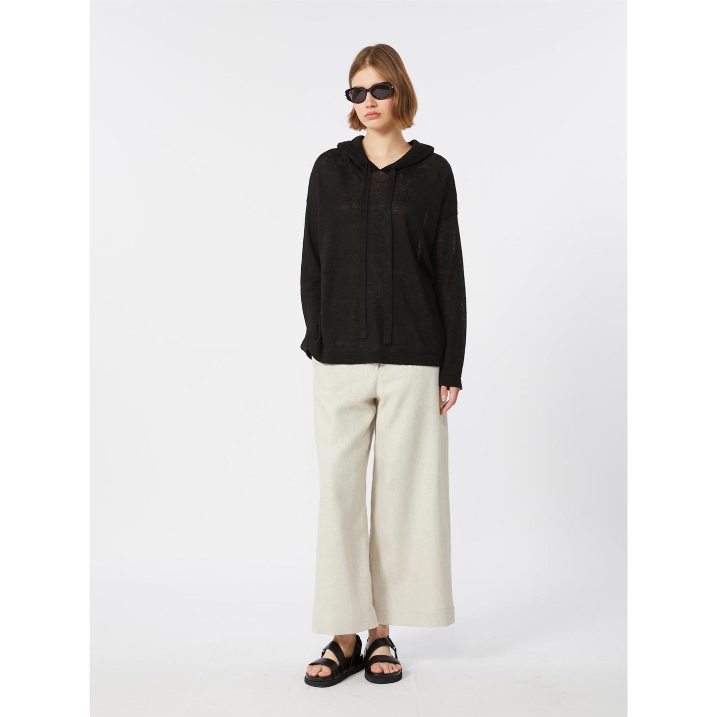 Max Mara Smmfarea hettegenser i Lin Sort
