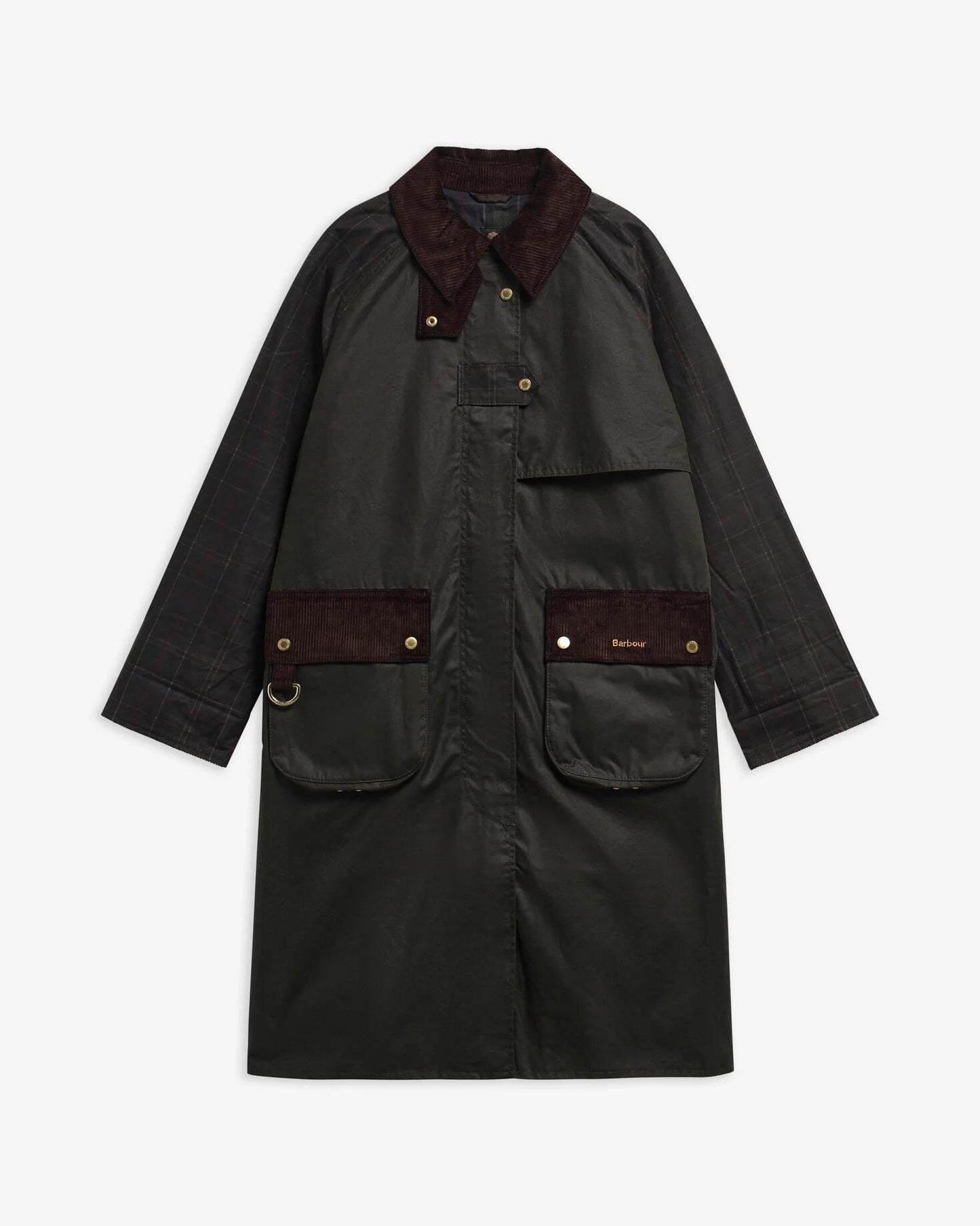 Barbour Kirklees rutete vokset jakke Oliven