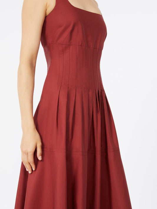 Max Mara Poplinkjole med skjørt Mursteinsrød