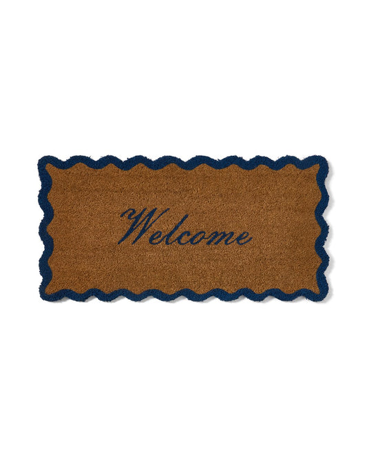 Lexington Welcome dørmatte i kokosfiber natur/blå