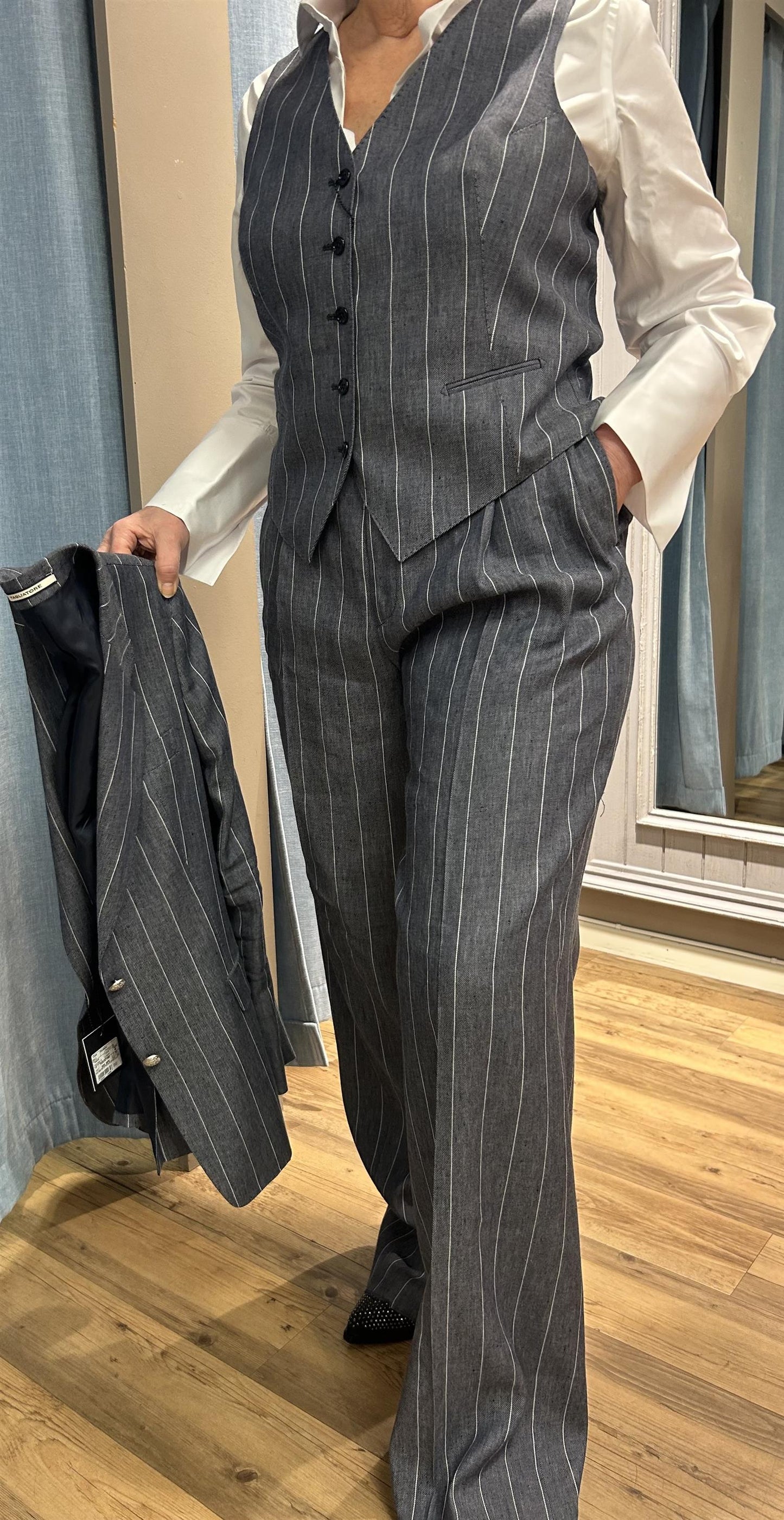 Eileen mørkeblå linbukser