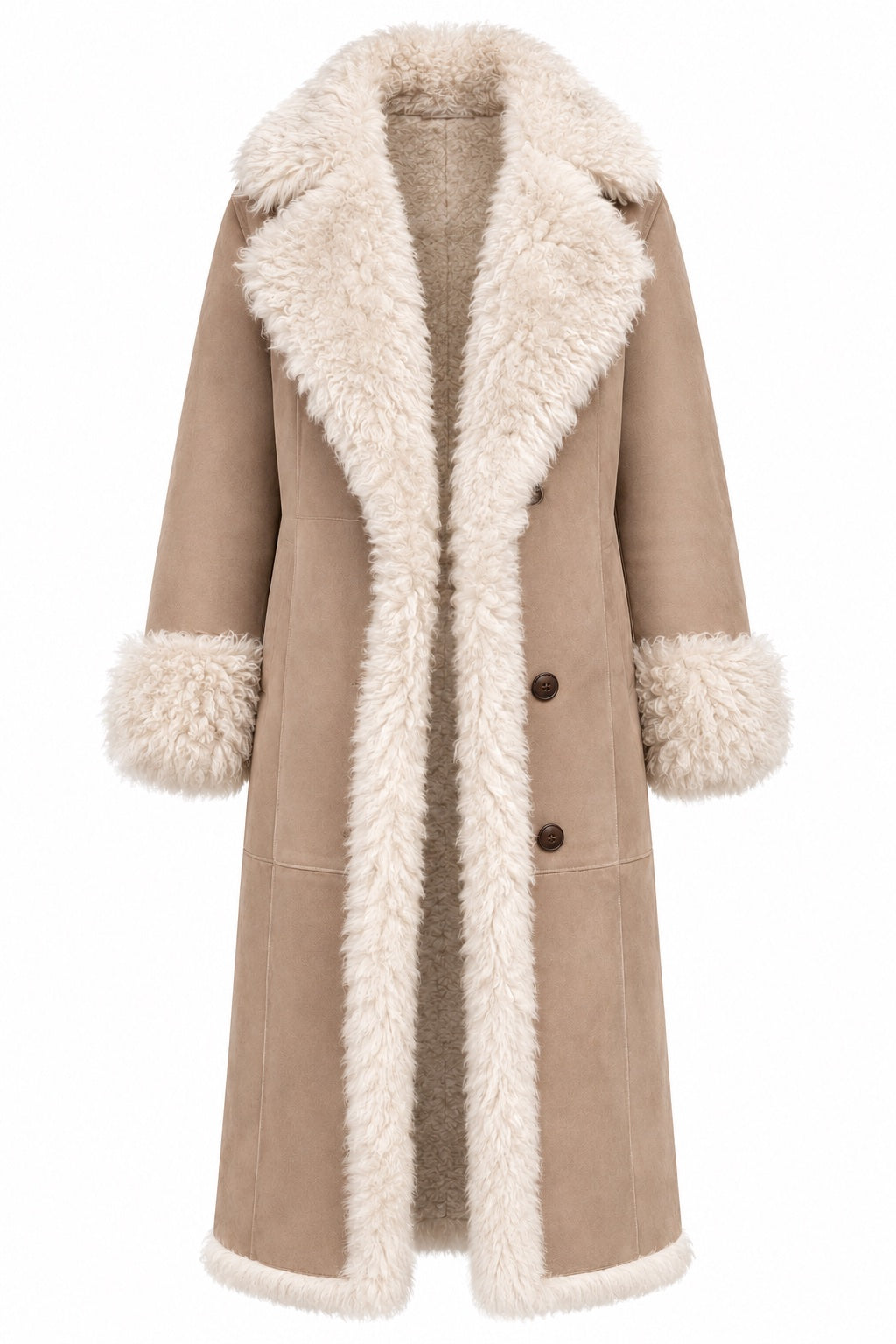 Møller Pels Scarlet vendbar lammeskinnskåpe 110cm Beige/Off-White