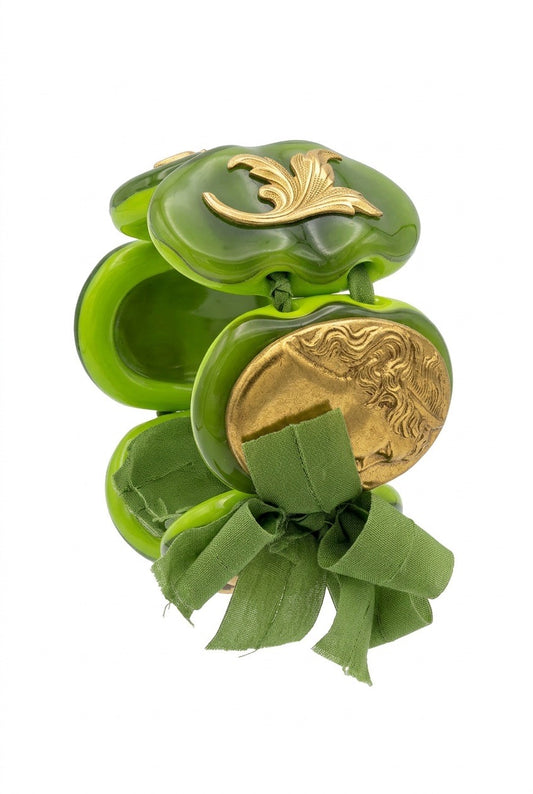 Armbånd med 5 stener ovale mørke grønn