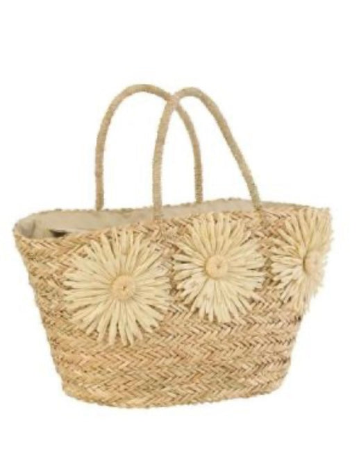 J-Line veske Sunflower Seagrass Natural lyse blomster