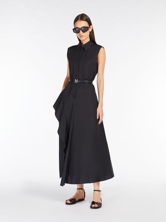 Max Mara KerasMax Mara Keras Poplin A-formet kjole Sort