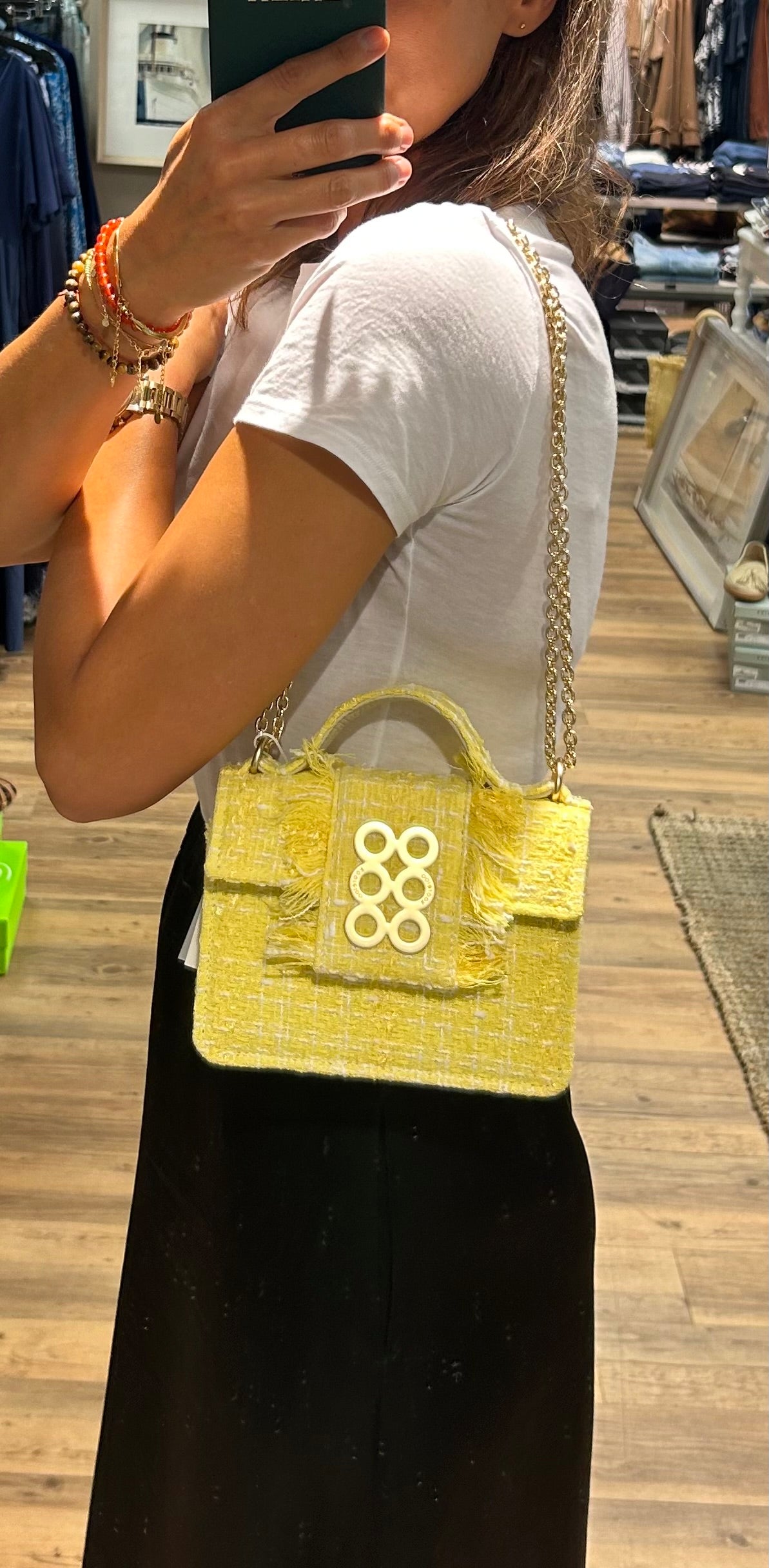 Kooreloo The Petite New Yorker veske Gul Tweed stoff - ZhosLaila