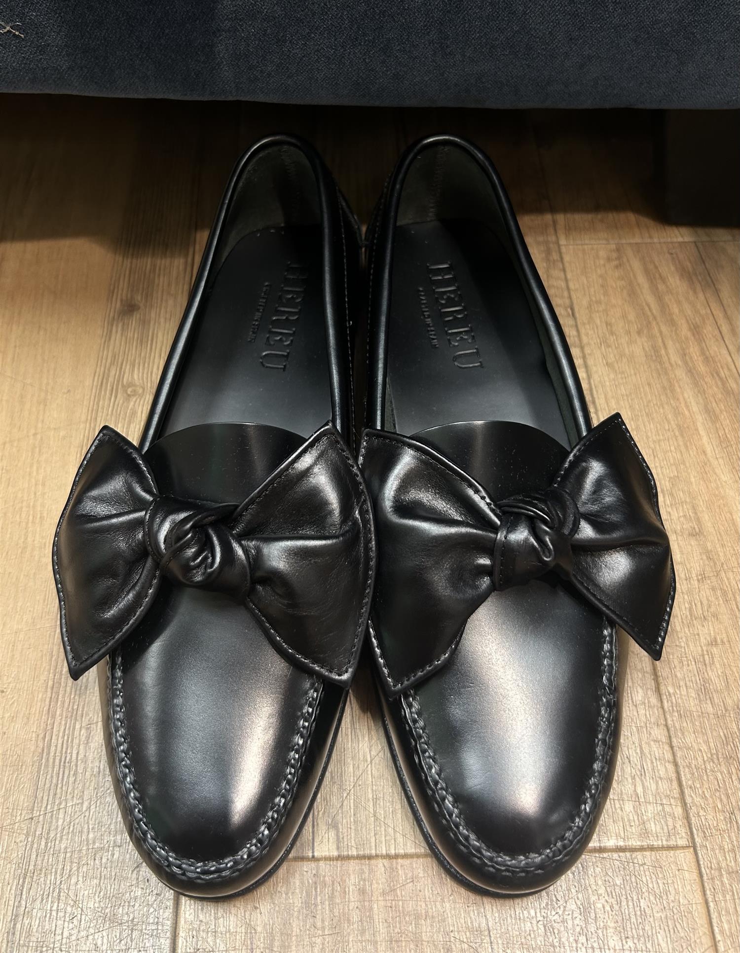 Hereu Corbati Slip-on Loafers med sløyfedetaljer Sorte - ZhosLaila