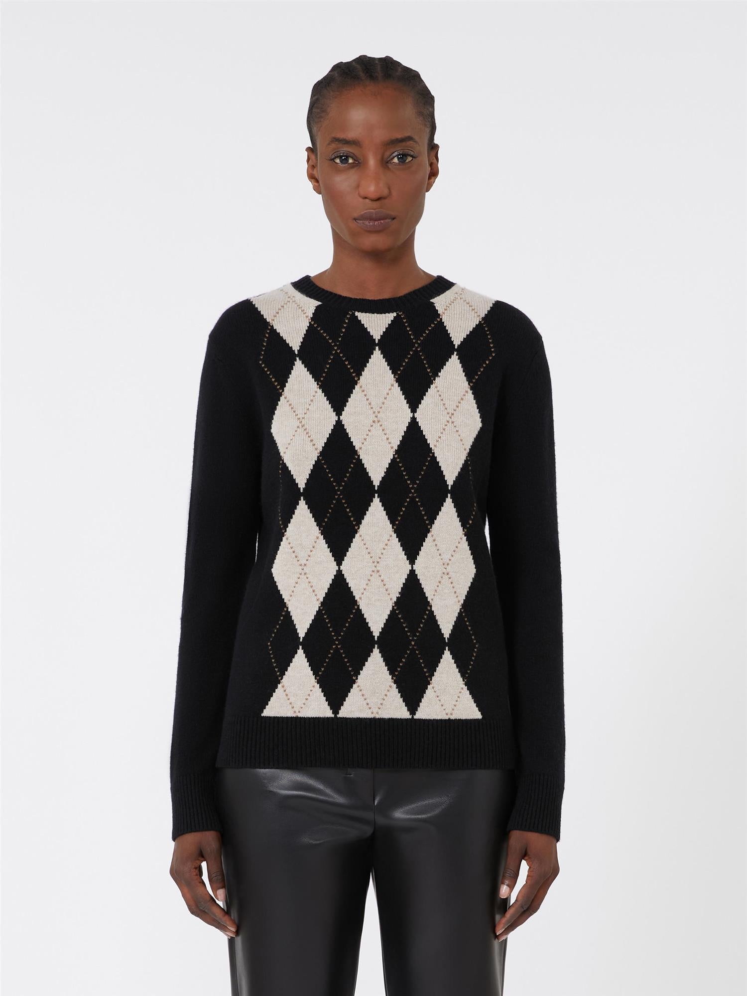 S Max Mara Soprano Argyle-ull- og kashmirgenser Sort - ZhosLaila