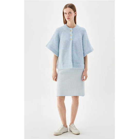 Busnel Vilanie kortermet Mahair Cardigan Isblå