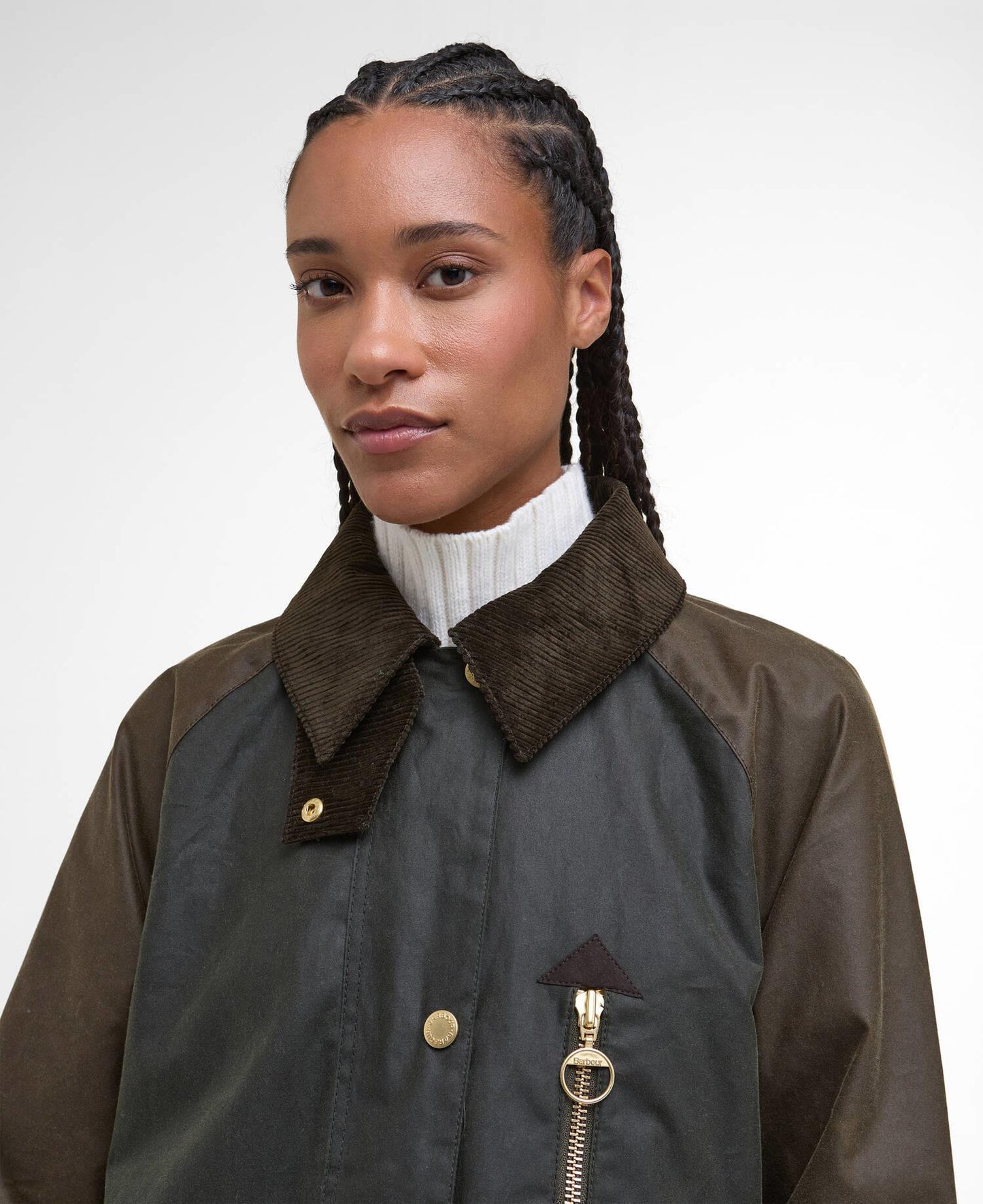 Barbour Evette vokset frakk Oliven