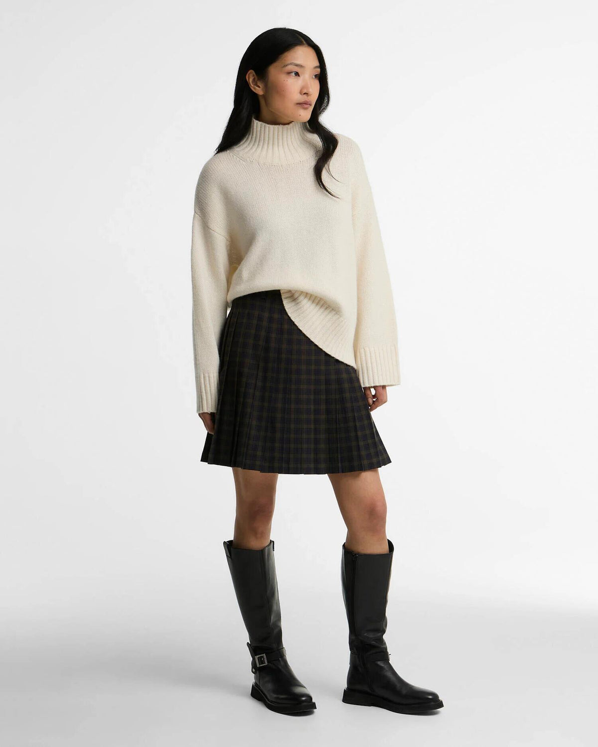 Barbour Woodhouse genser i kashmirblanding med trakthals Off-White