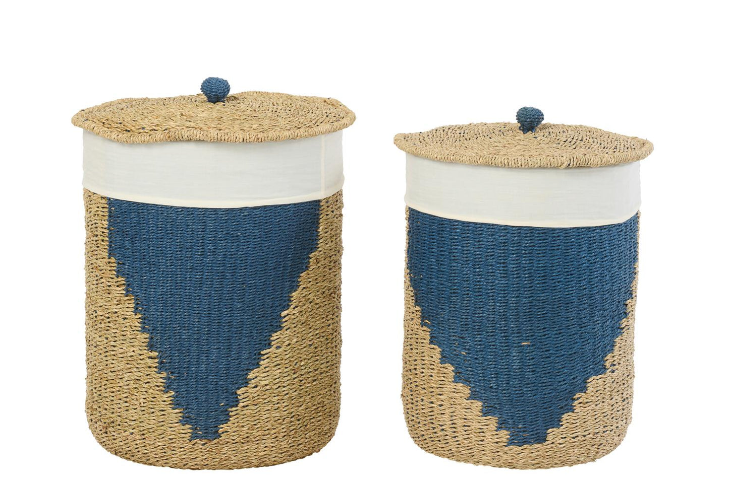 Set Of 2 Basket + Lid Paper Natural
