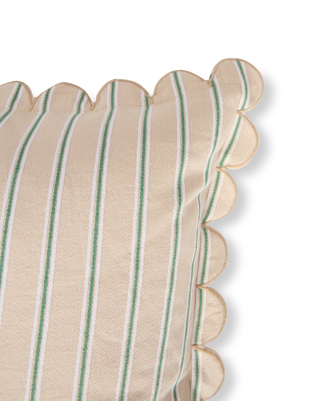Lexington Home Stripet putetrekk i organisk bomull med muslingkant 50x50cm
