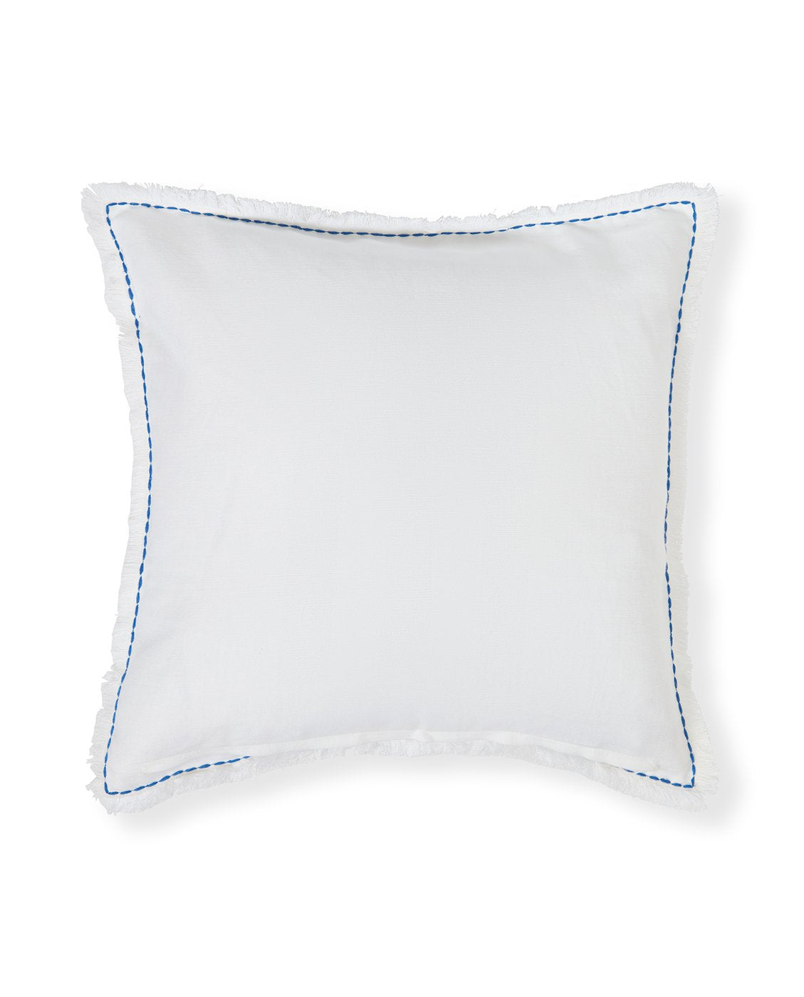 Lexington Summer putetrekk i linblanding med brodert applikasjon hvit/blå 50x50cm