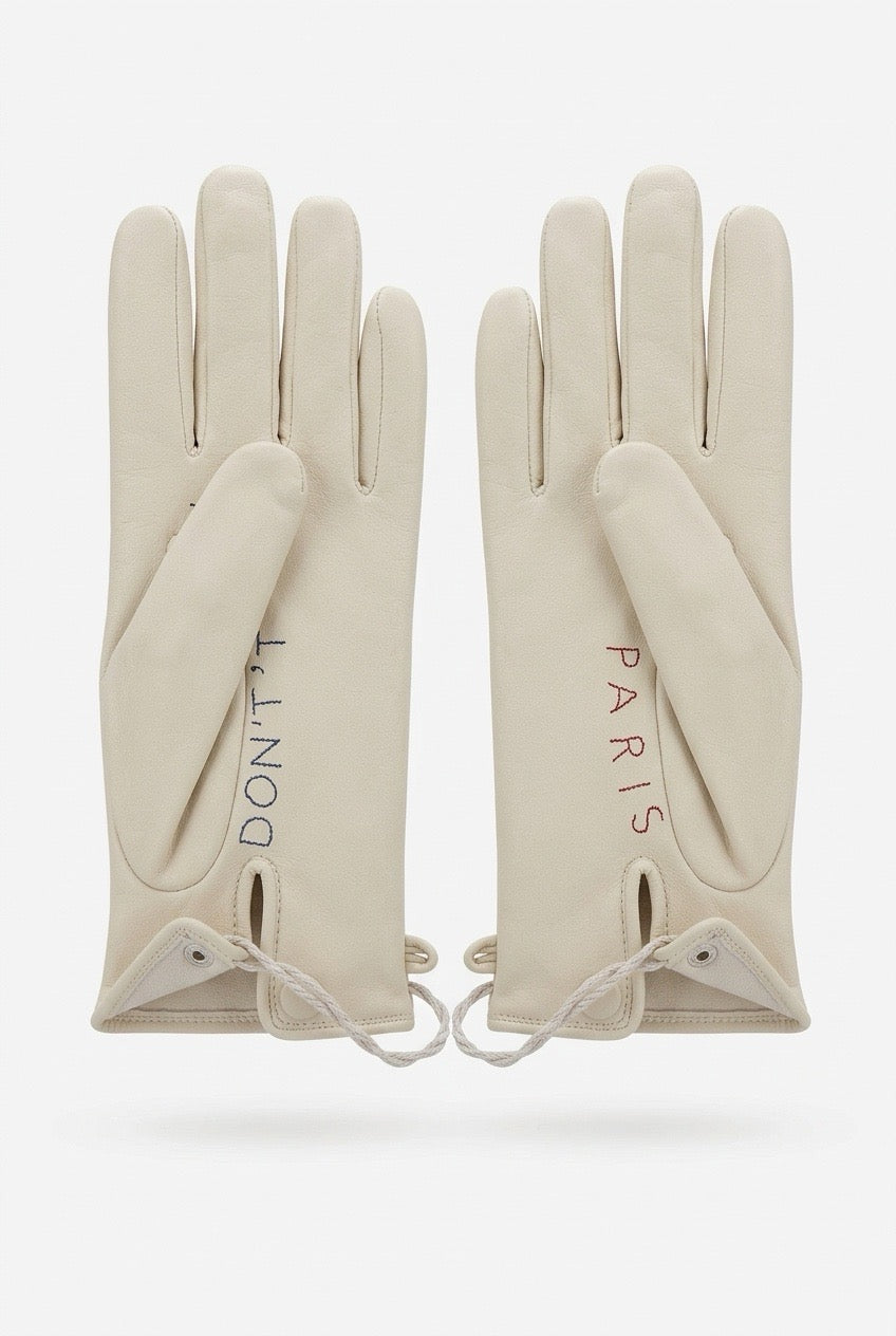 Agnelle Lammeskinnshansker "Don't Worry" Off-White