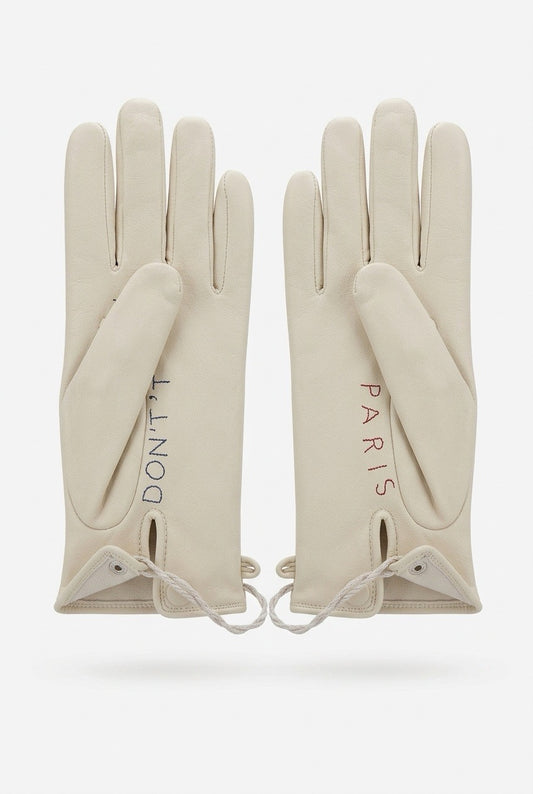 Agnelle Lammeskinnshansker "Don't Worry" Off-White