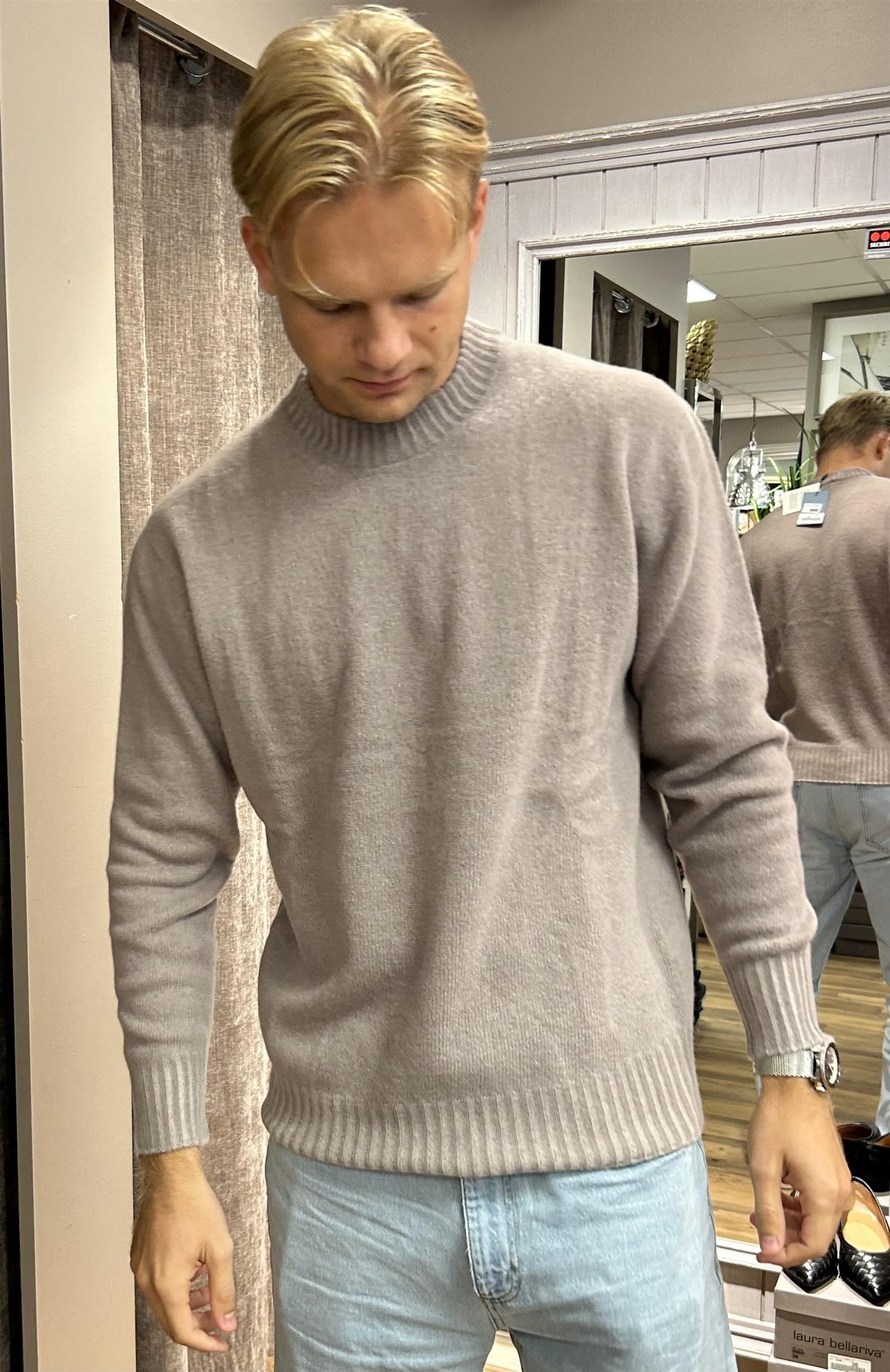 Altea Rocollo Ull/Kashmir genser med rund hals Beige melert - ZhosLaila
