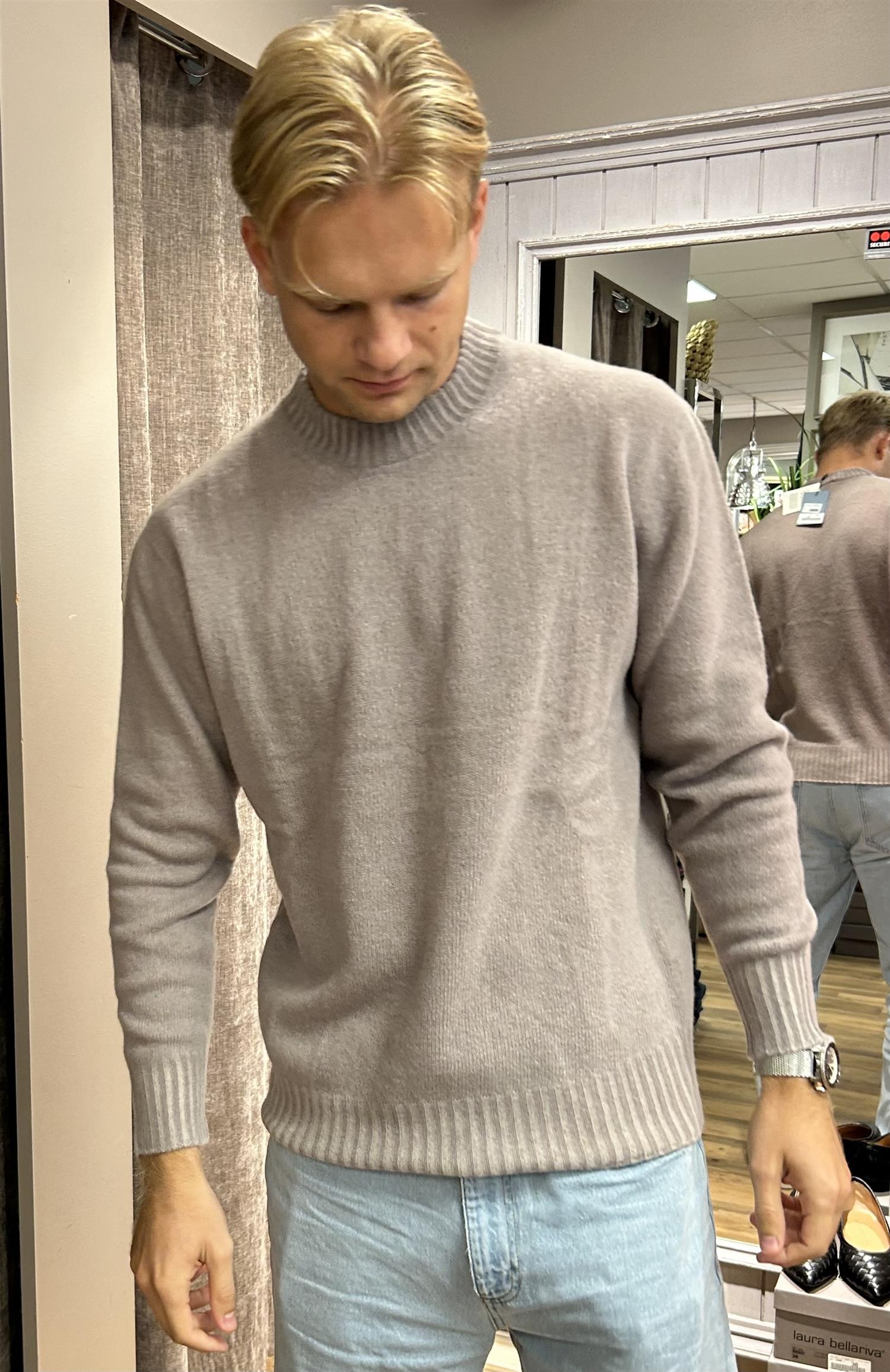 Altea Rocollo Ull/Kashmir genser med rund hals Beige melert - ZhosLaila