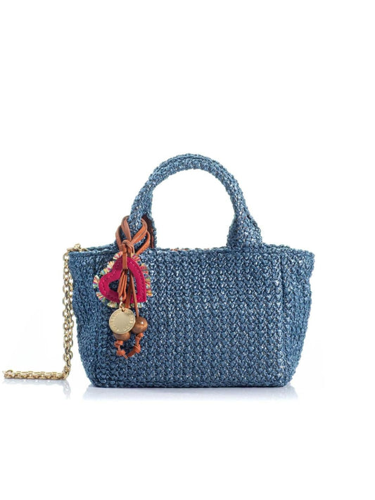 Kooreloo Mini Charming Tote Raffia Blå