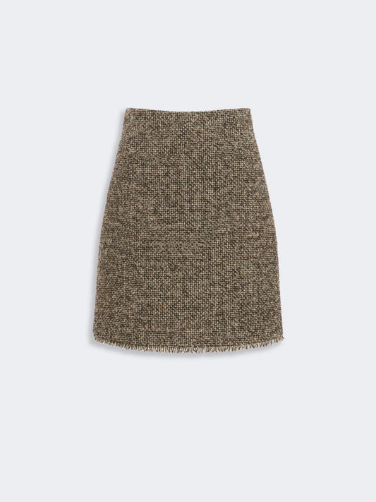Max Mara kort skjørt i ullblanding i bouclé Brun