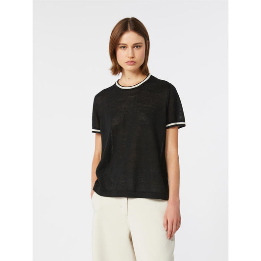 Max Mara kortermet genser i rent lingarn Sort