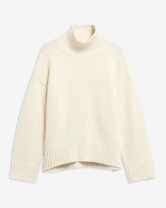 Barbour Woodhouse genser i kashmirblanding med trakthals Off-White