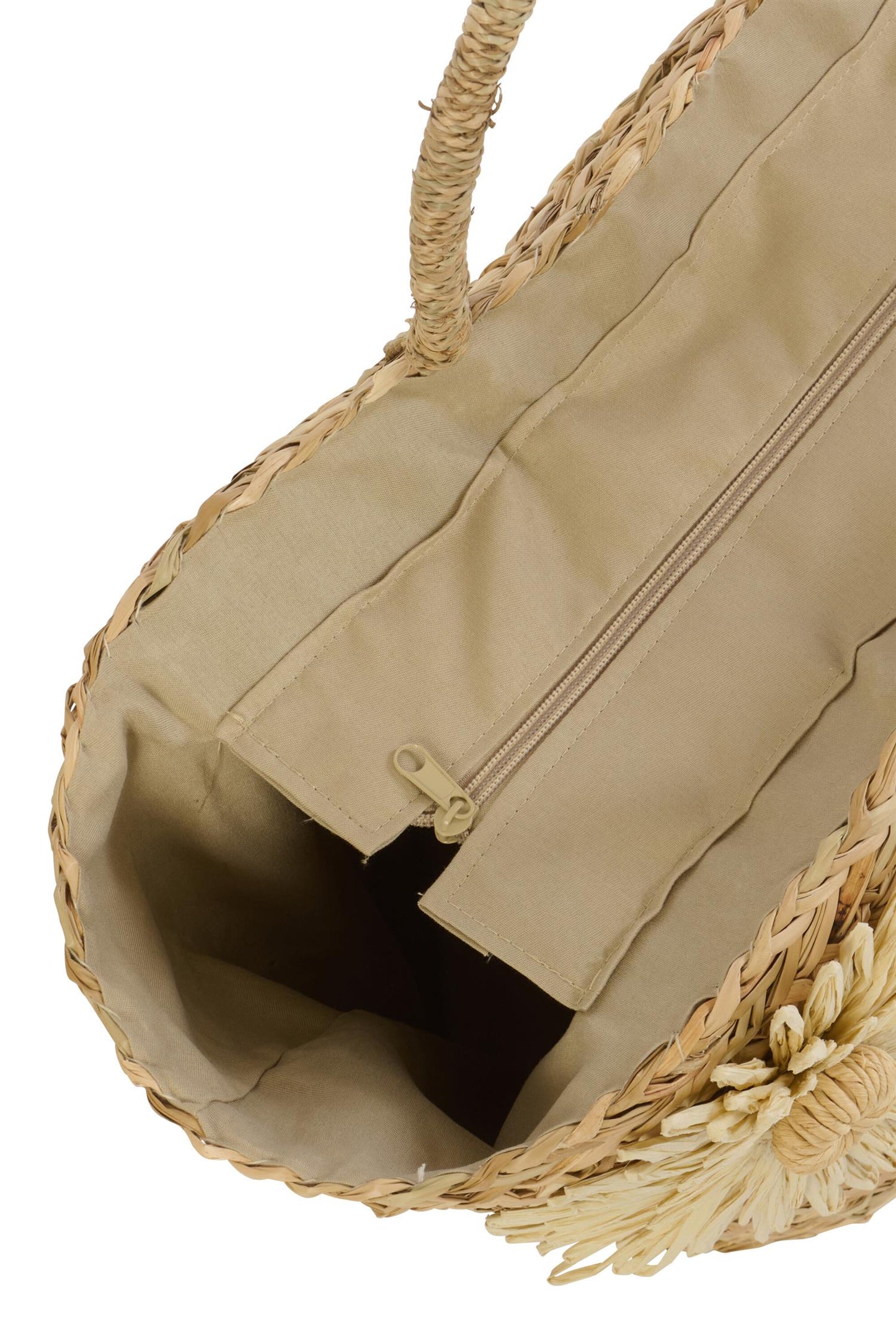 J-Line veske Sunflower Seagrass Natural lyse blomster