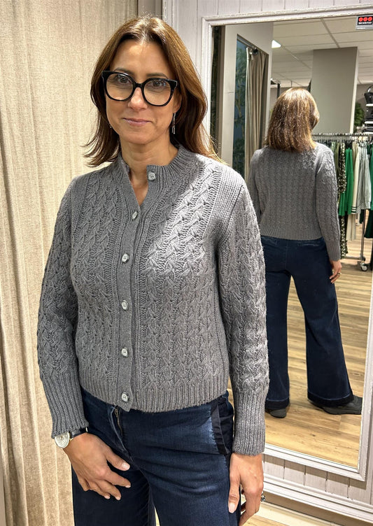 Gran Sasso Cashmere Kabelcardigan Lysgrå