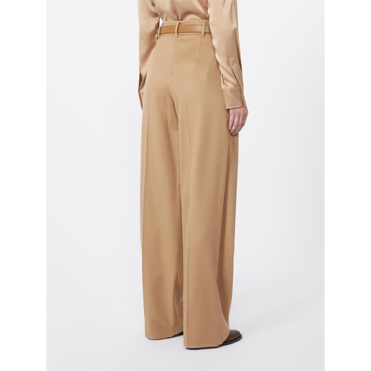 Max Mara Paride Flagrende bukser i ren ull Camel - ZhosLaila