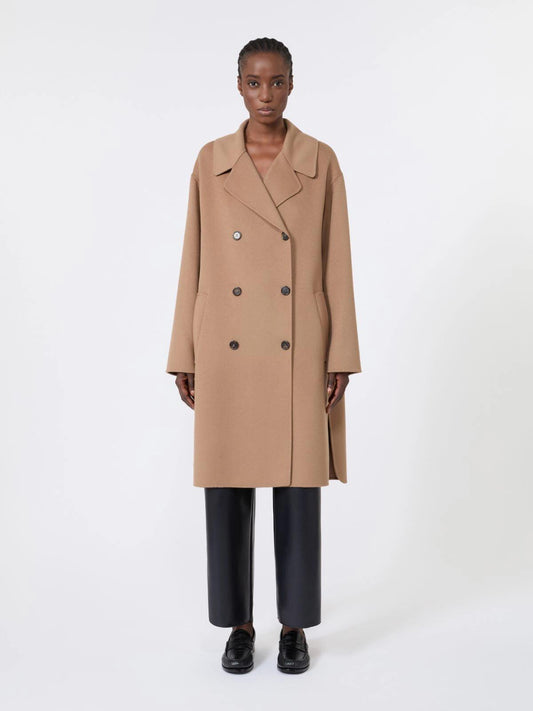 Max Mara Magnolia Dobbeltspent midikåpe i ull Kamel