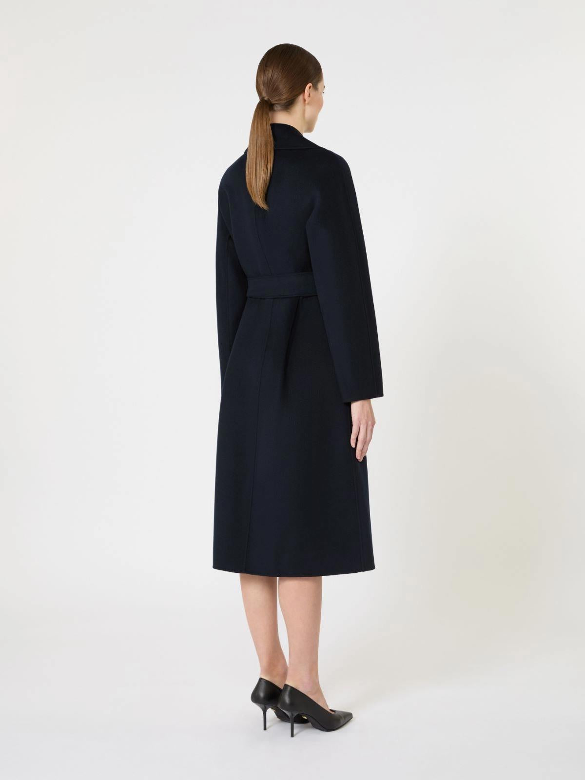 Max Mara Mstcles Lang kåpe i ull, kashmir og silke Marineblå