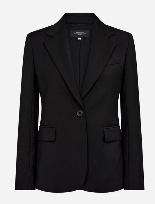 Max Mara Weekend Lamine Blazer i naturlig stretch ull Sort