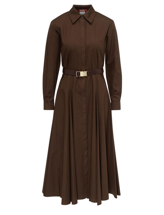 Max Mara Studio Dancing Bomullsskjortekjole Brun