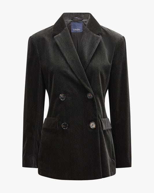 Max Mara Prisca dobbeltspent blazer i bomullsfløyel Gråbrun - ZhosLaila