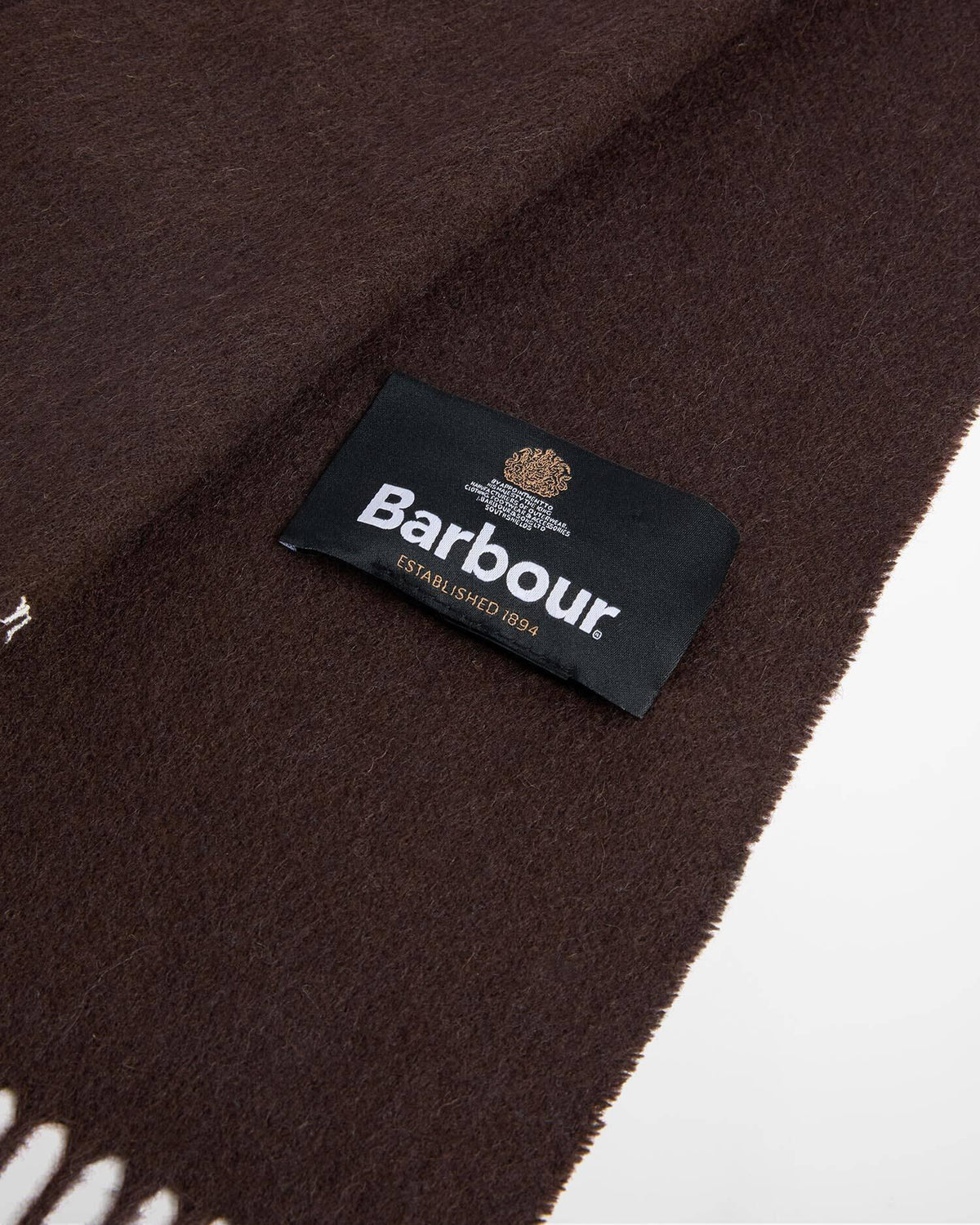 Barbour Ensfarget lammeullskjerf Brun 195cm