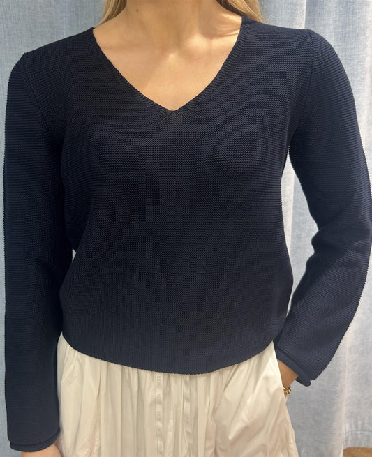 Gran Sasso Bomull v-genser Mørkeblå