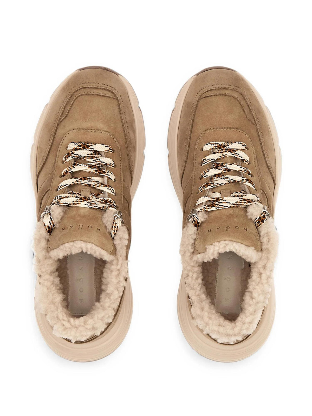 Hogan Hi-Fi-sneakers med saueskinnskant Lyse Beige