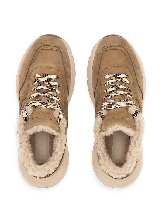Hogan Hi-Fi-sneakers med saueskinnskant Lyse Beige