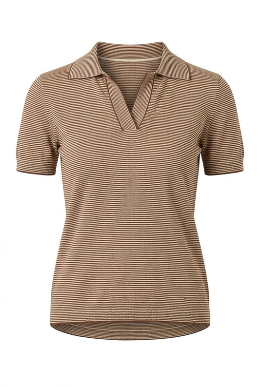 Pique t-shirt striper camel