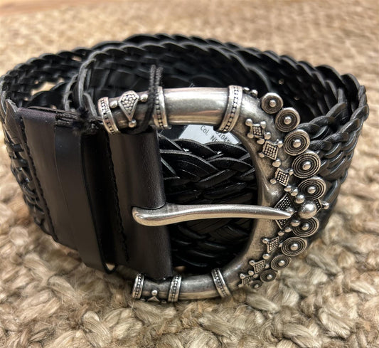 Orciani Micro Lines maskulin lærbelte 3,5 cm Sort