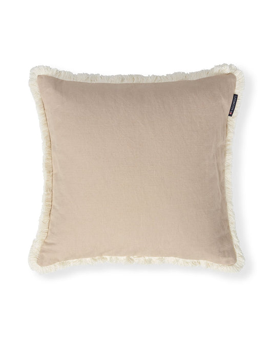 Lexington Home Putetrekk i linblanding med frynser Beige 50x50cm