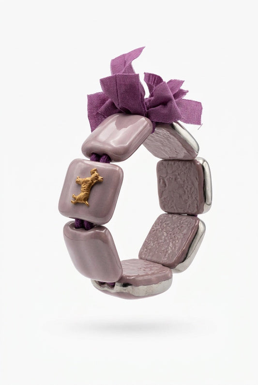 Armbånd med 7 stener kvadrat lilla