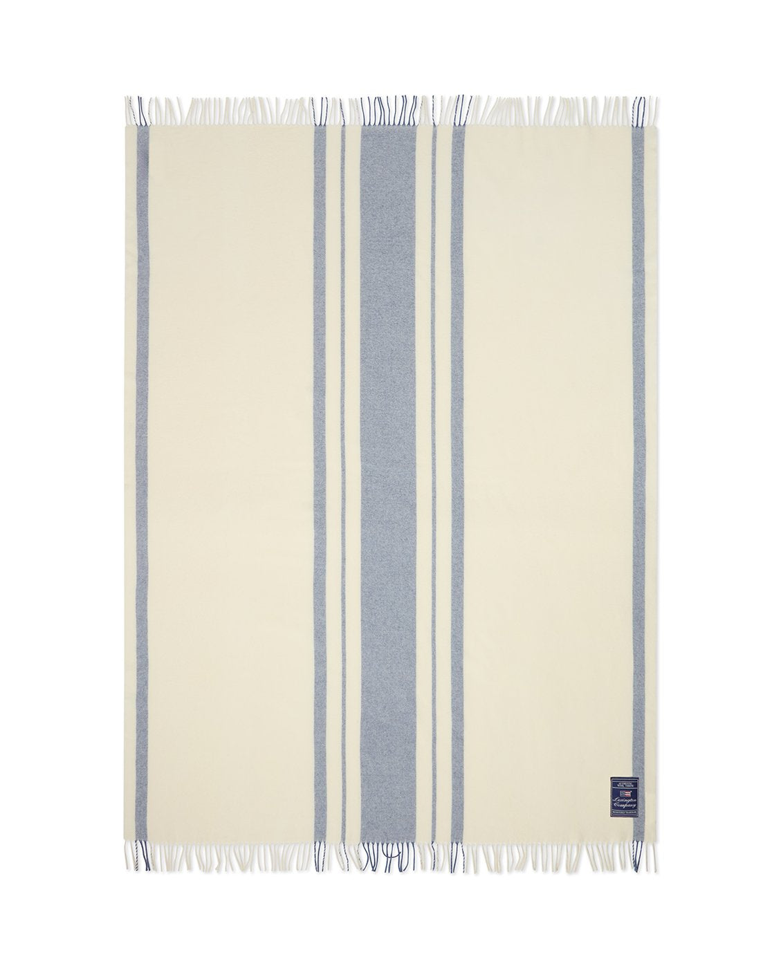 Lexington Home Stripet pledd i resirkulert ull Blå/hvit 130x170cm