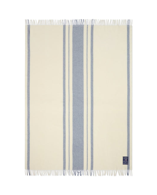 Lexington Home Stripet pledd i resirkulert ull Blå/hvit 130x170cm