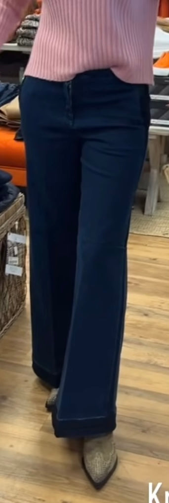 Shaft Flaire Smocking denim Stretch Blå