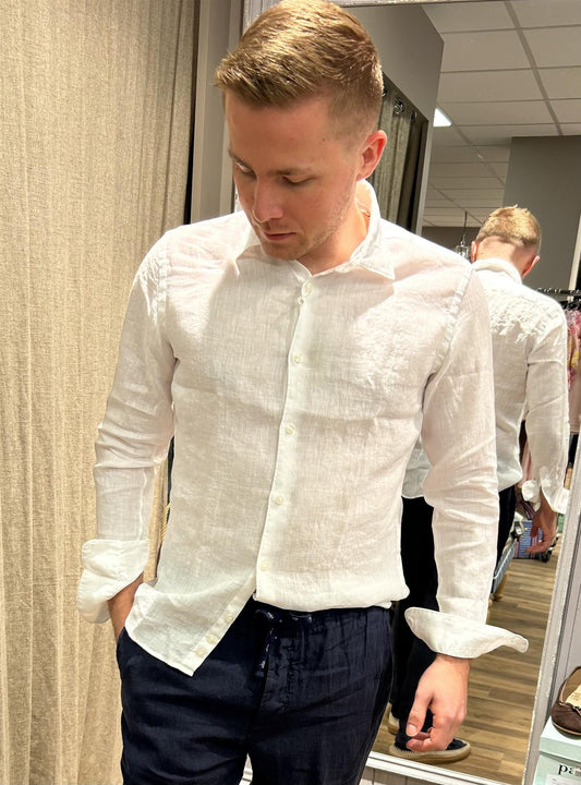 Altea skjorte i vasket lin hvit