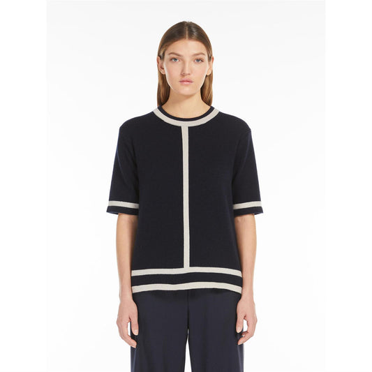 Max Mara Studio Usuale genser i Ull og Kashmir med intarsia Marine